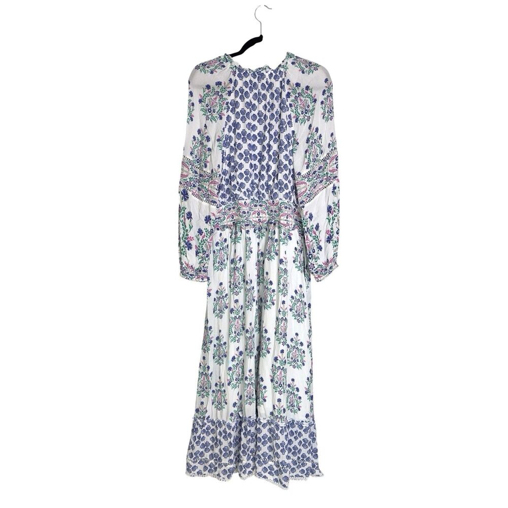 Chicos Ikat Blouson Gauzy Floral Mix Print Boho Maxi Dress Size 3 US Size 16 NWT - Picture 5 of 8